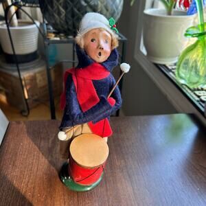 Byers Choice Carolers Boy with Drum 1990 Signed 10"
